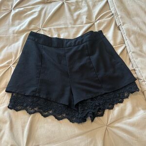 Forever 21 Black Lace-Trim Skort Shorts
